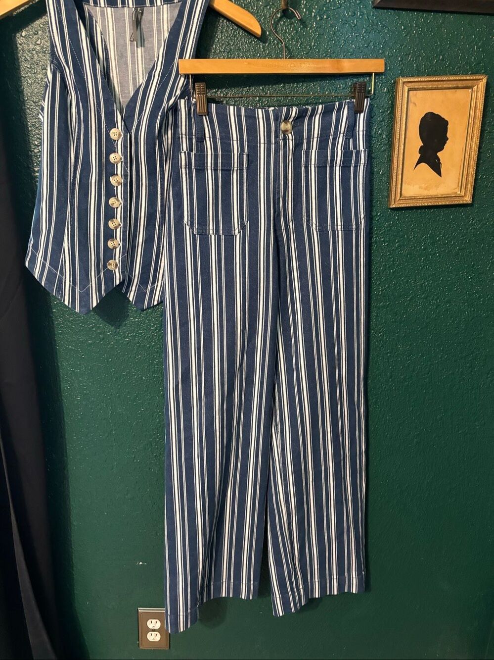 Anthropologie Halsey Striped Matching Set Vest Collette Pants Sz XS/25 - Picture 4 of 9